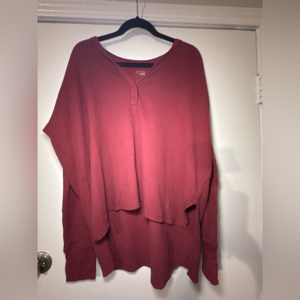 Offline by Aerie Red Henley Shirt